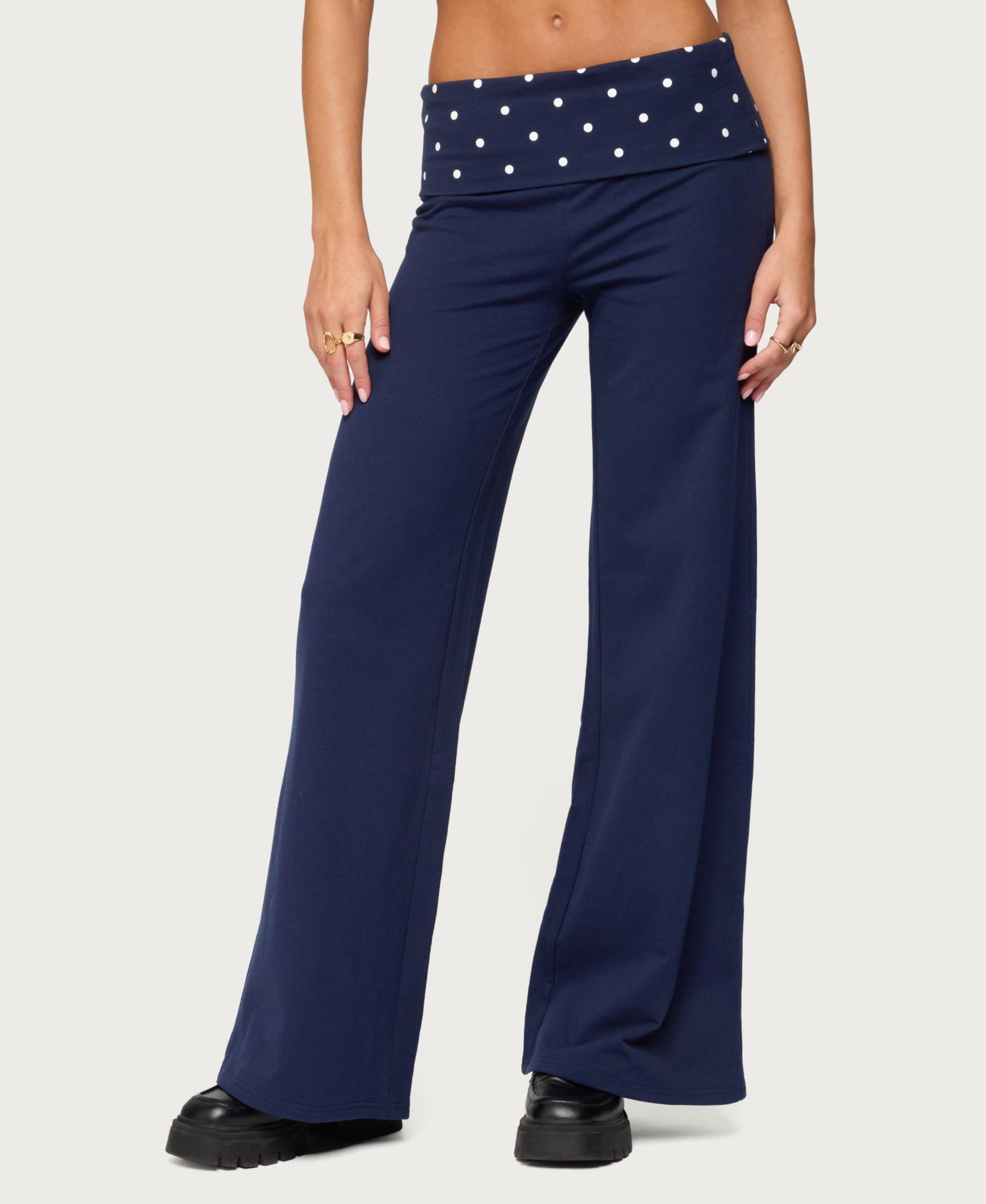 Edikted Women's Reeva Polka Dot Foldover Pants