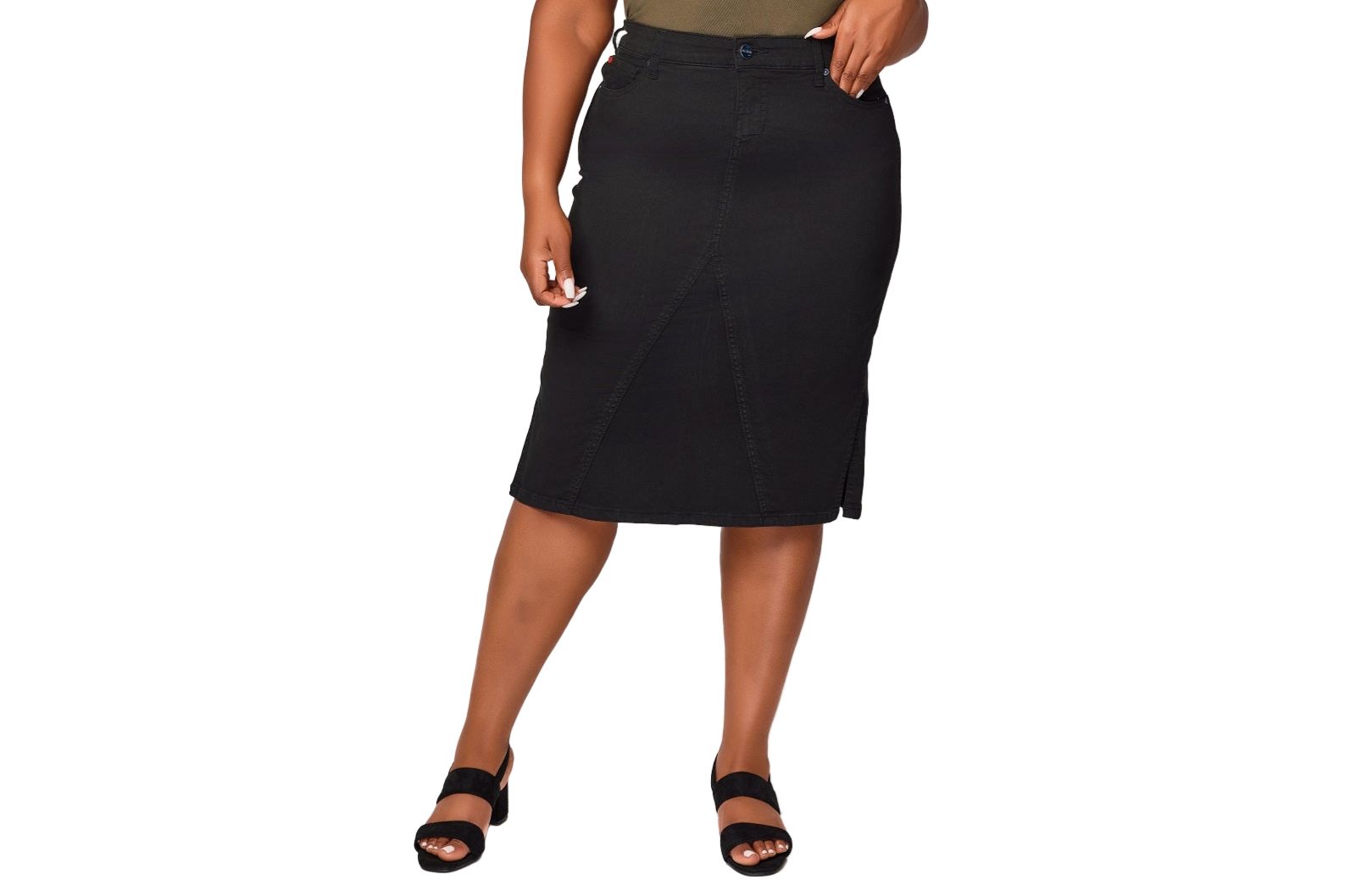 SLINK Jeans Women's Side Vents Midi Skirt