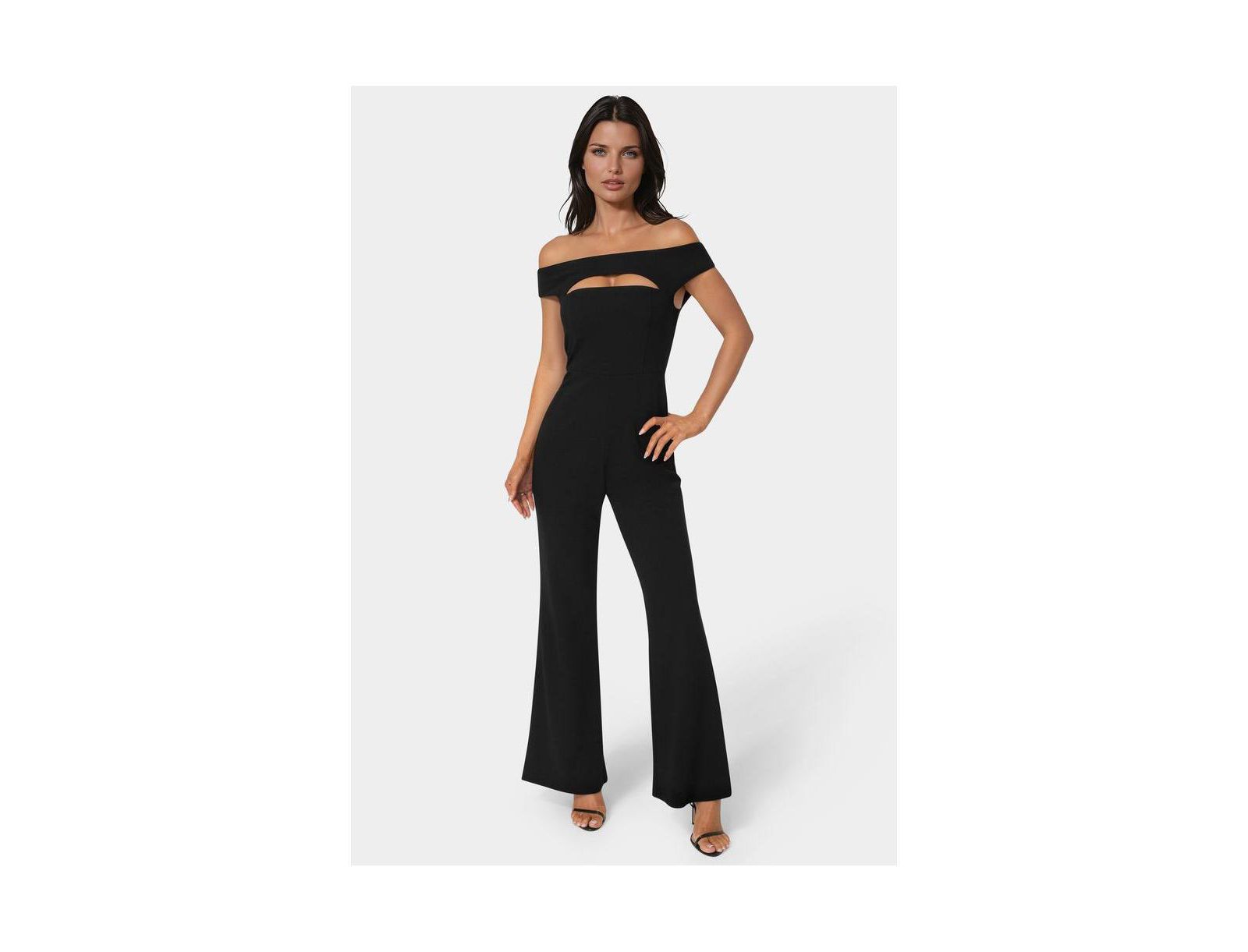 Комбинезон Bebe Women's Off the Shoulder Cut Out Wide Leg
