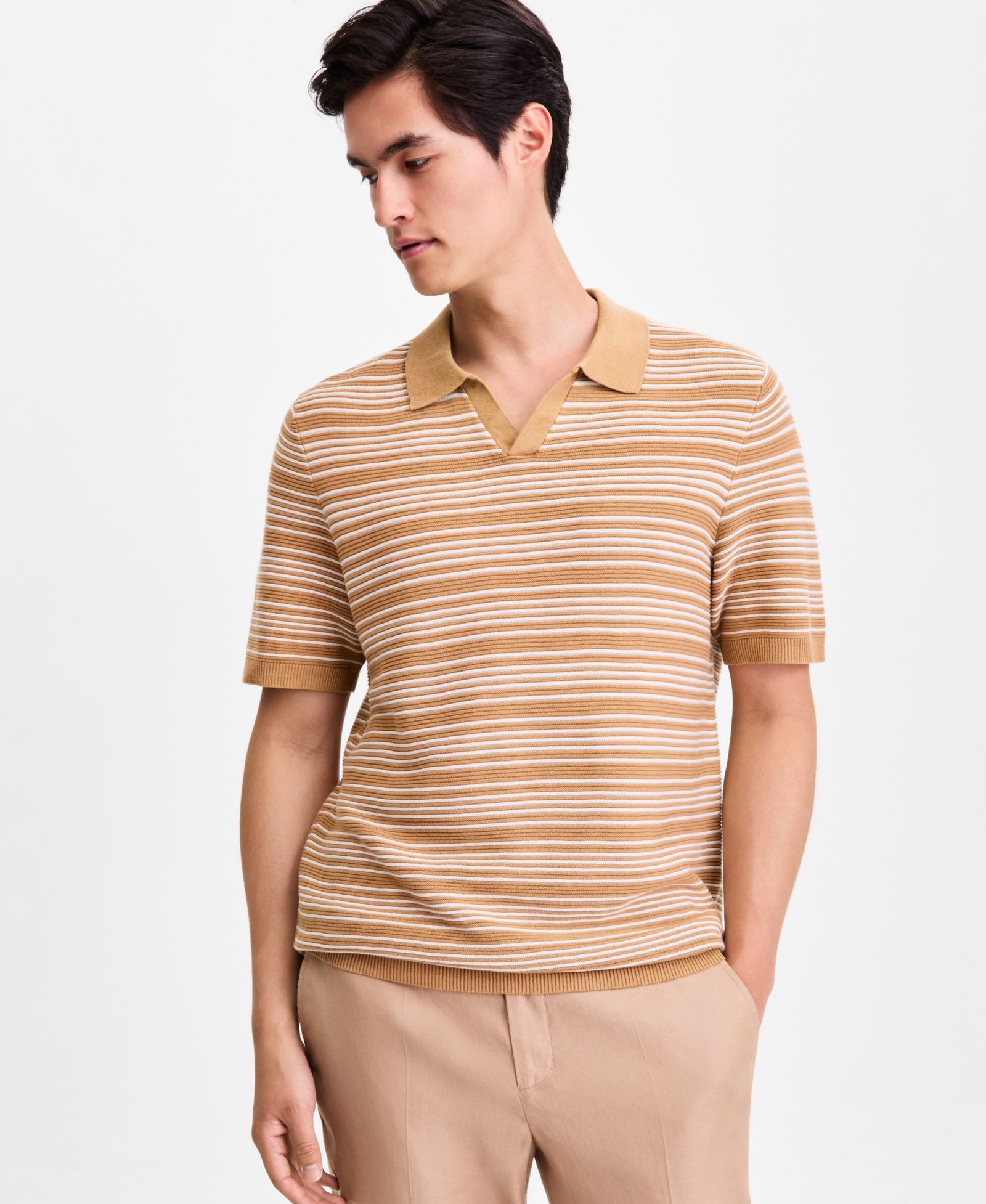Alfani Men's Short-Sleeve Stripe Button Johnny Sweater, Macy's Exclusive