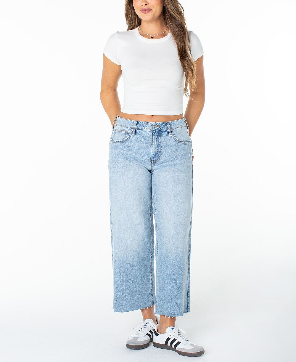 Celebrity Pink Juniors' Raw-Hem Wide-Leg Jeans