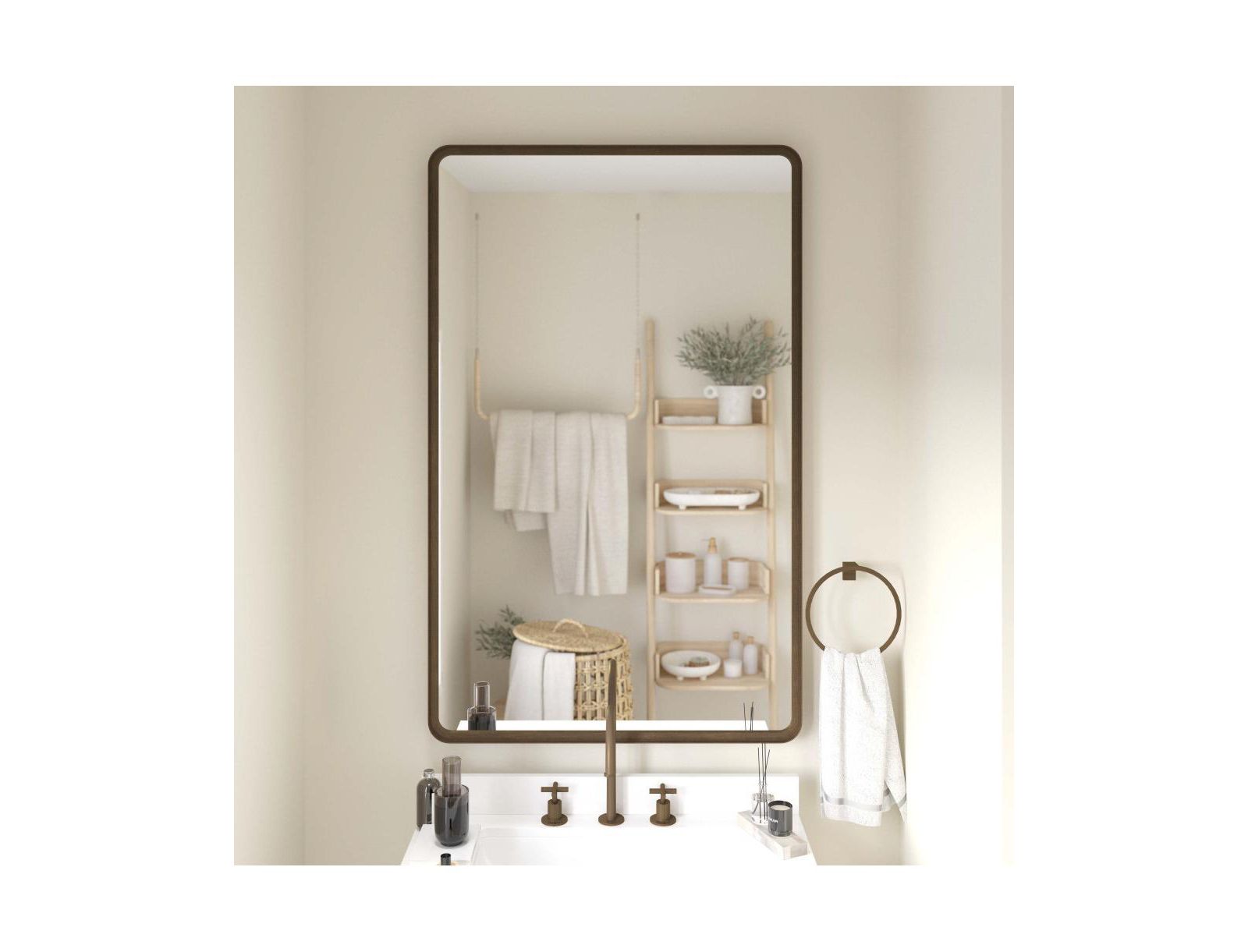EMMA+OLIVER Afsin Wall Mirror with Silver Backed Glass for Clarity for Entryways, Bathrooms & More