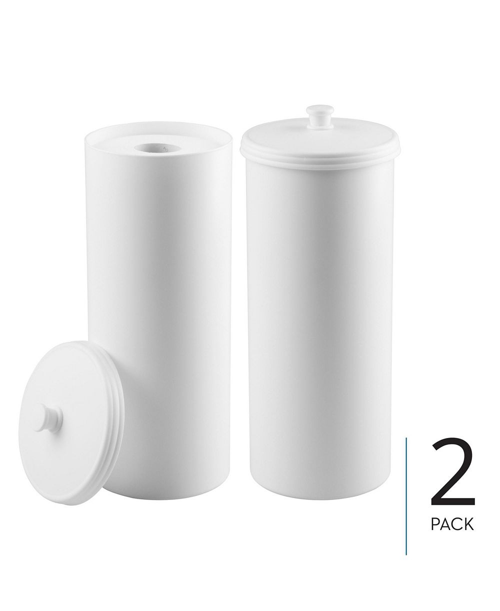 mDesign Freestanding Toilet Paper Canister, Set of 2, White, Made in USA