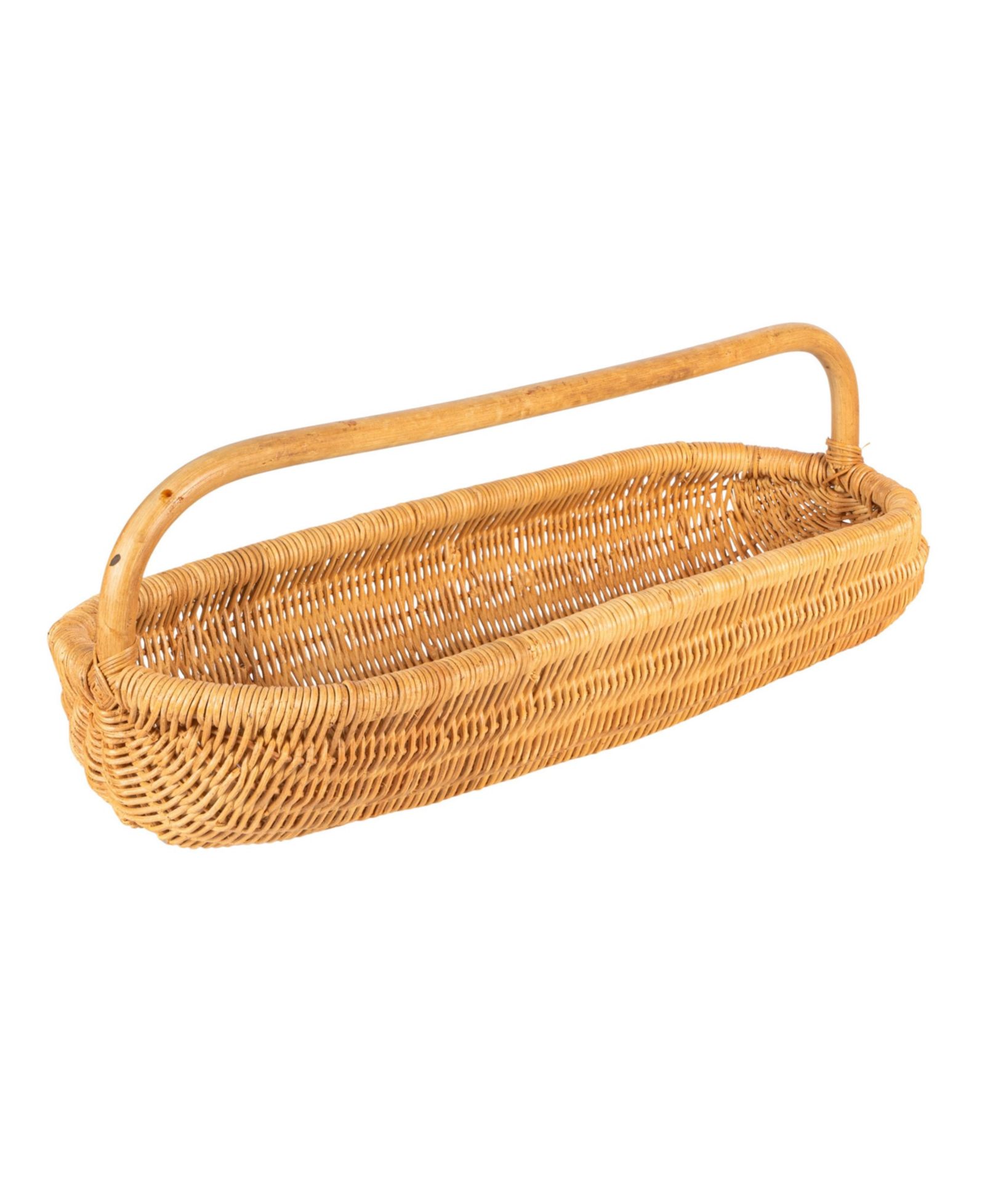 Storied Home Hand-Woven Rattan Basket with Handle
