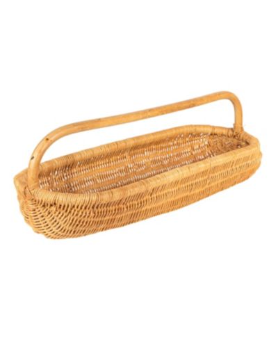 Storied Home Hand-Woven Rattan Basket with Handle
