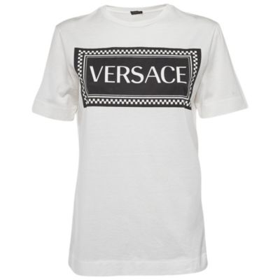 Pre-Owned Versace Women's White Logo Print Cotton T-Shirt
