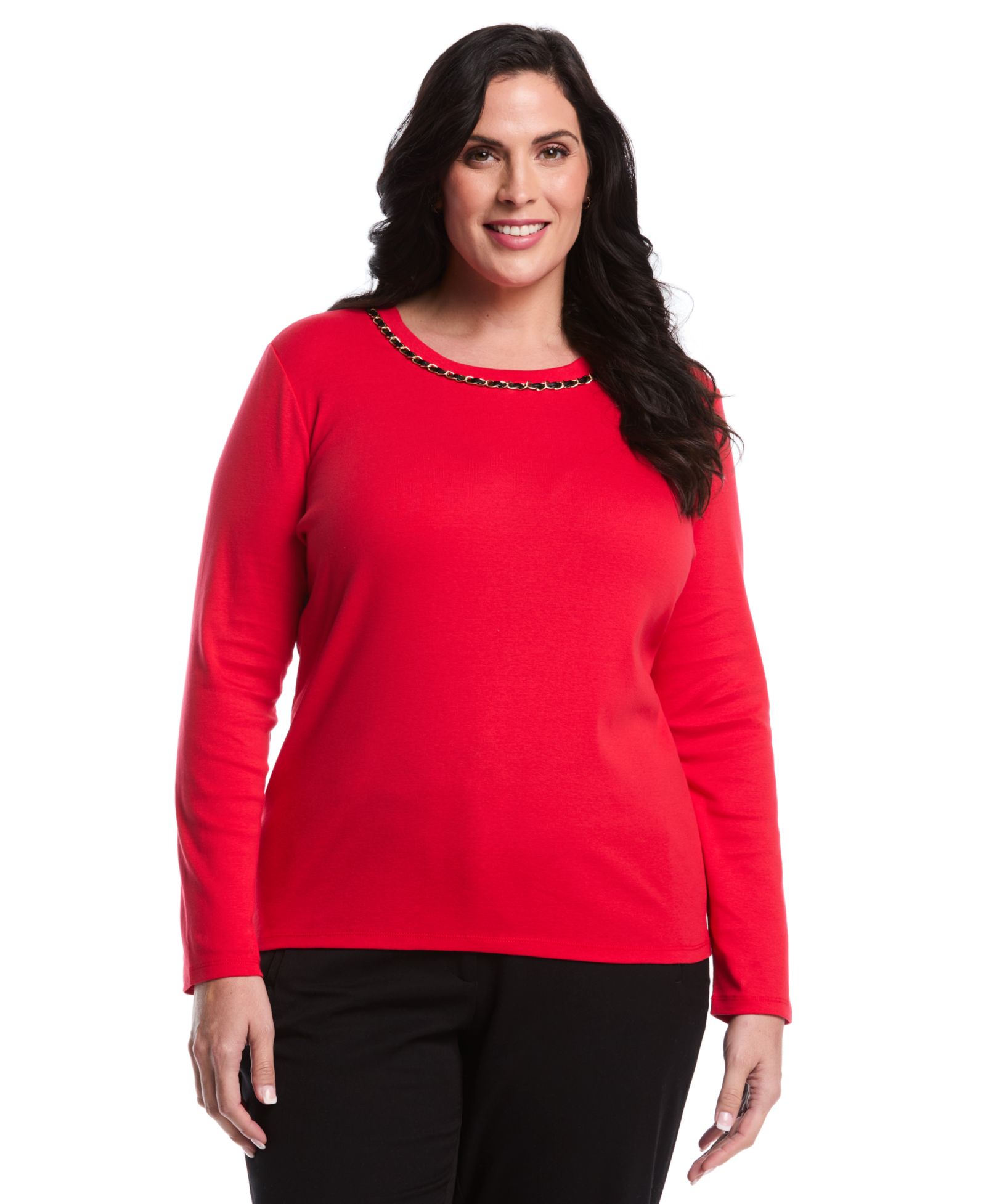 Rafaella Plus Size Топ с длинным рукавом и цепочкой на шее