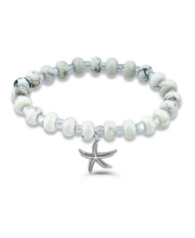 Браслет Macy's Howlite Rondelle and Starfish Silver Plated