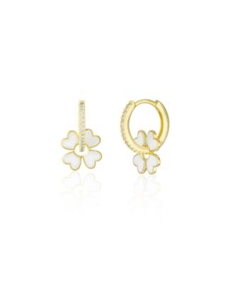Spero London Серьги с эмалью и клевером, серебро Sterling Silver