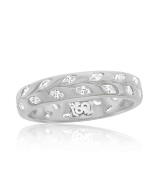 Suzy Levian New York Cubic Zirconia Botanical Leaf Eternity Band Ring