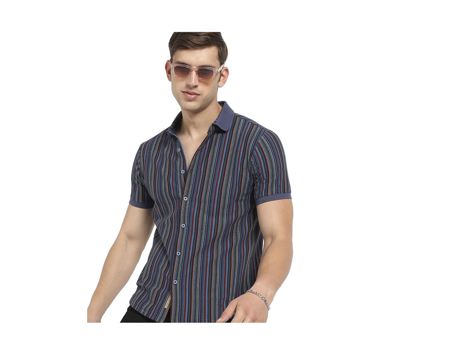 Мужская трикотажная рубашка Campus Sutra Multicolour Contrast