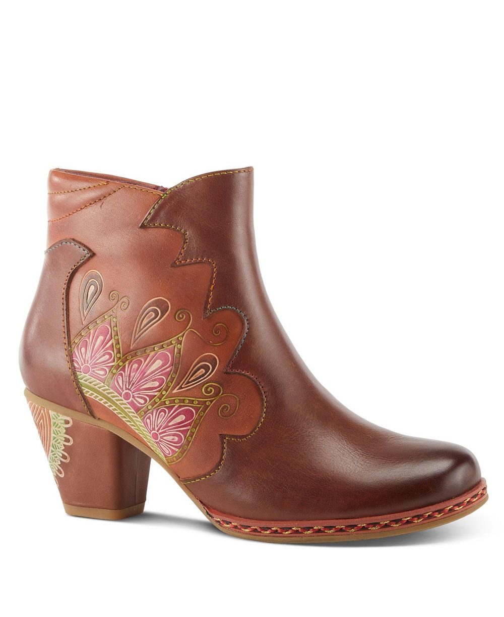 L'Artiste Women's Zamihi Western Boot -Leather Burnished Polished Design - Padded Insole, Inside Zipper, Flexible Sole