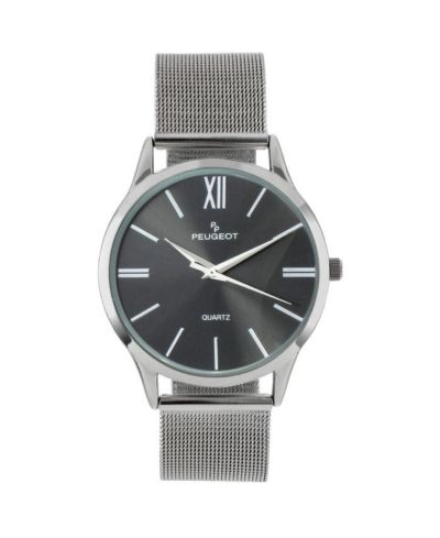 Peugeot Мужские часы, серый циферблат, тонкий корпус, стальная сетка, 40mm