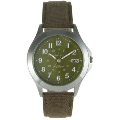 Мужские кожаные часы Peugeot Military Dial Calendar 40mm