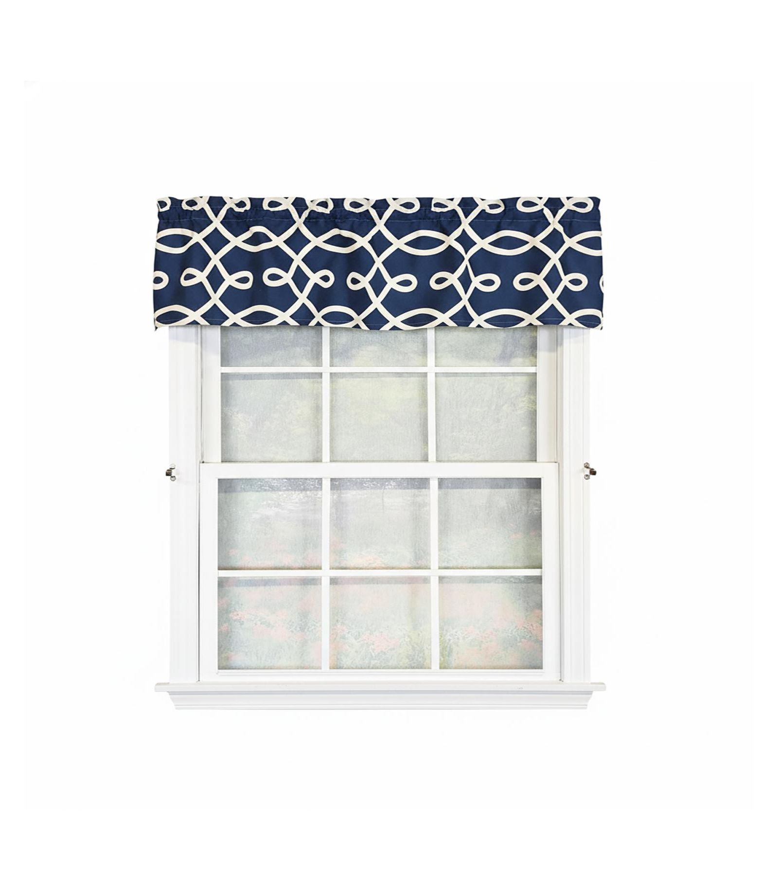 RLF Home 100% Cotton High Quality Oblique Tailored Window Valance with 1.5" Rod Pocket 50" W X 12" L Navy