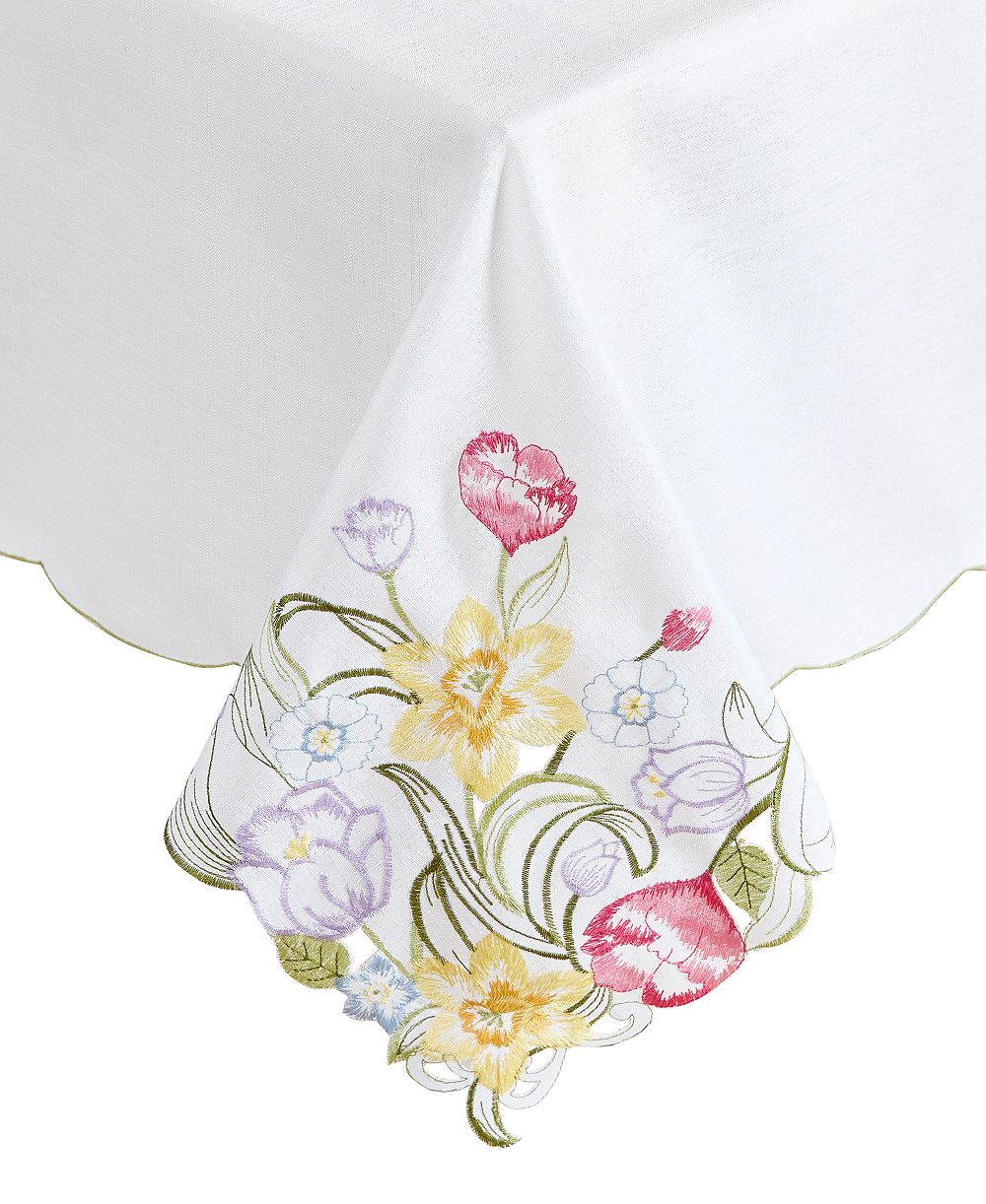 Elrene Daffodil Blooms Cutwork Tablecloth, 60" x 84"
