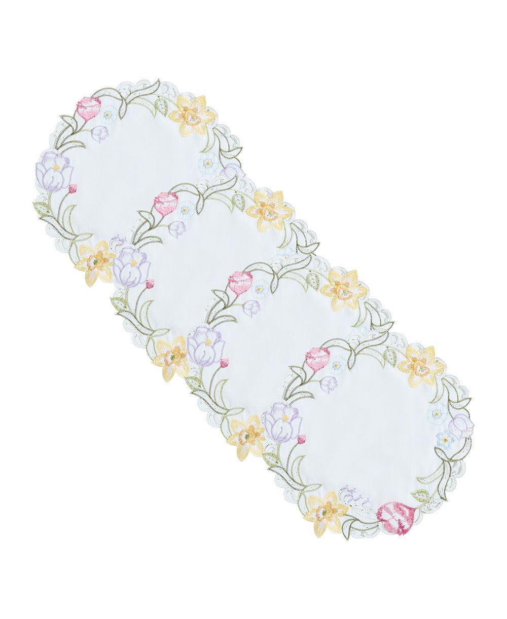 Подставки под тарелки Elrene Daffodil Blooms Cutwork, набор из 4 шт.