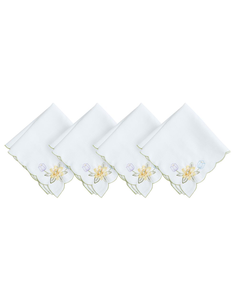 Elrene Daffodil Blooms салфетки с вышивкой, набор из 4 шт.