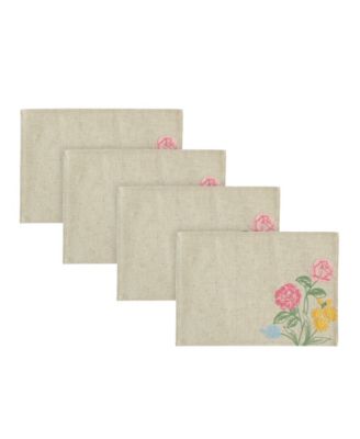 Elrene Embroidered Blushing Rose Placemats, Set of 4