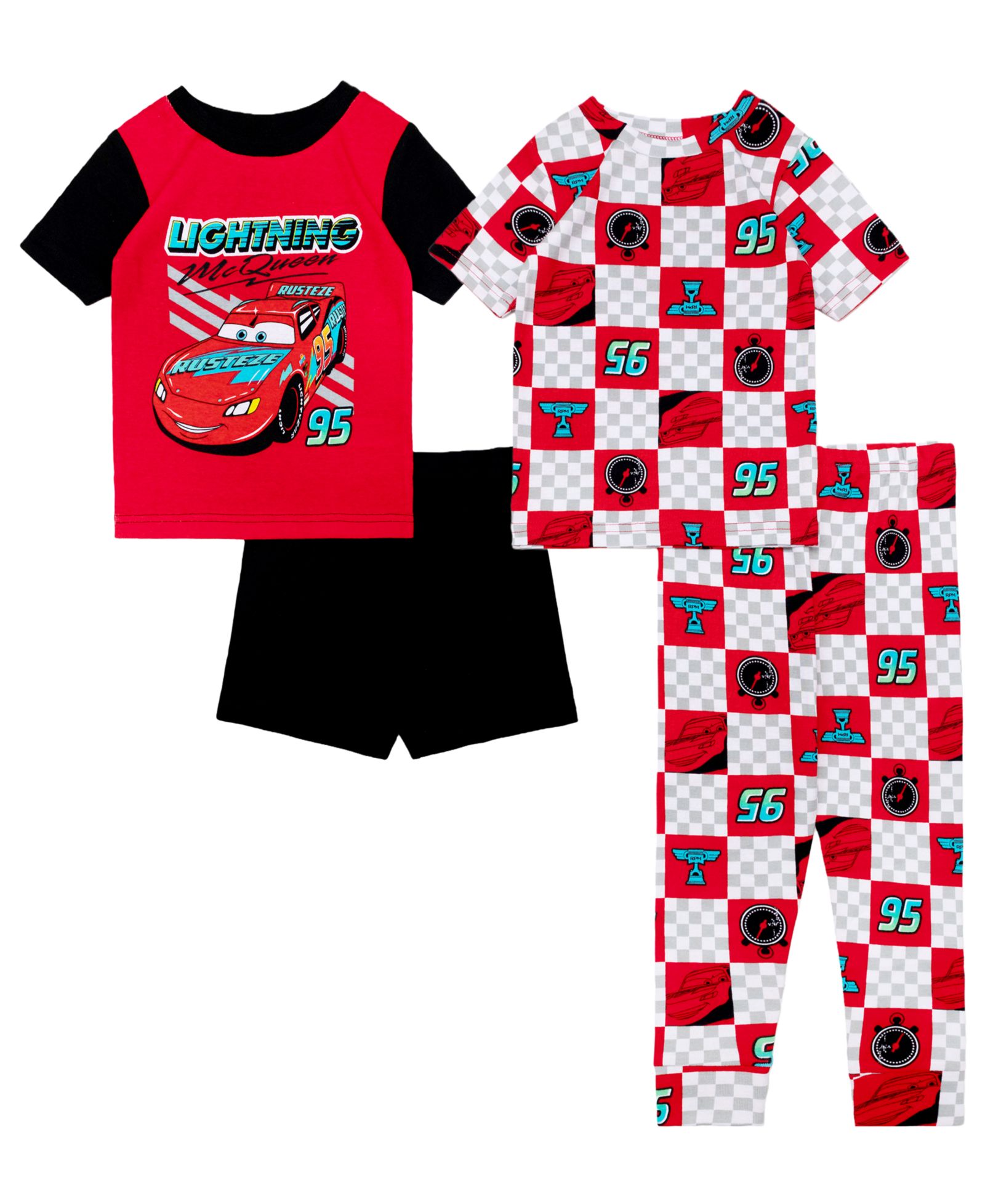 Пижамный набор Cars для мальчиков 4-Piece McQueen Graphic Tops, Shorts, and Pants