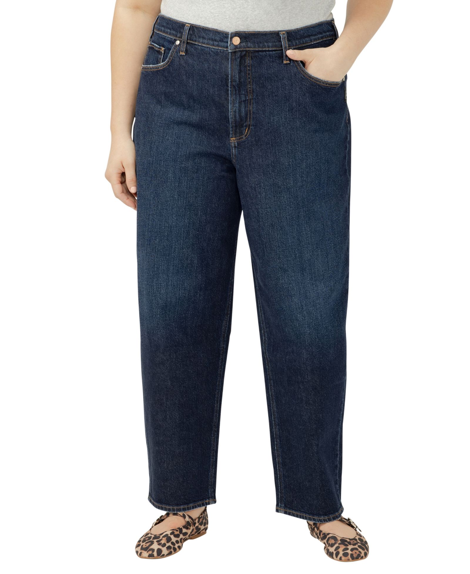 Silver Jeans Co. Plus Size High Rise Barrel Leg Jeans