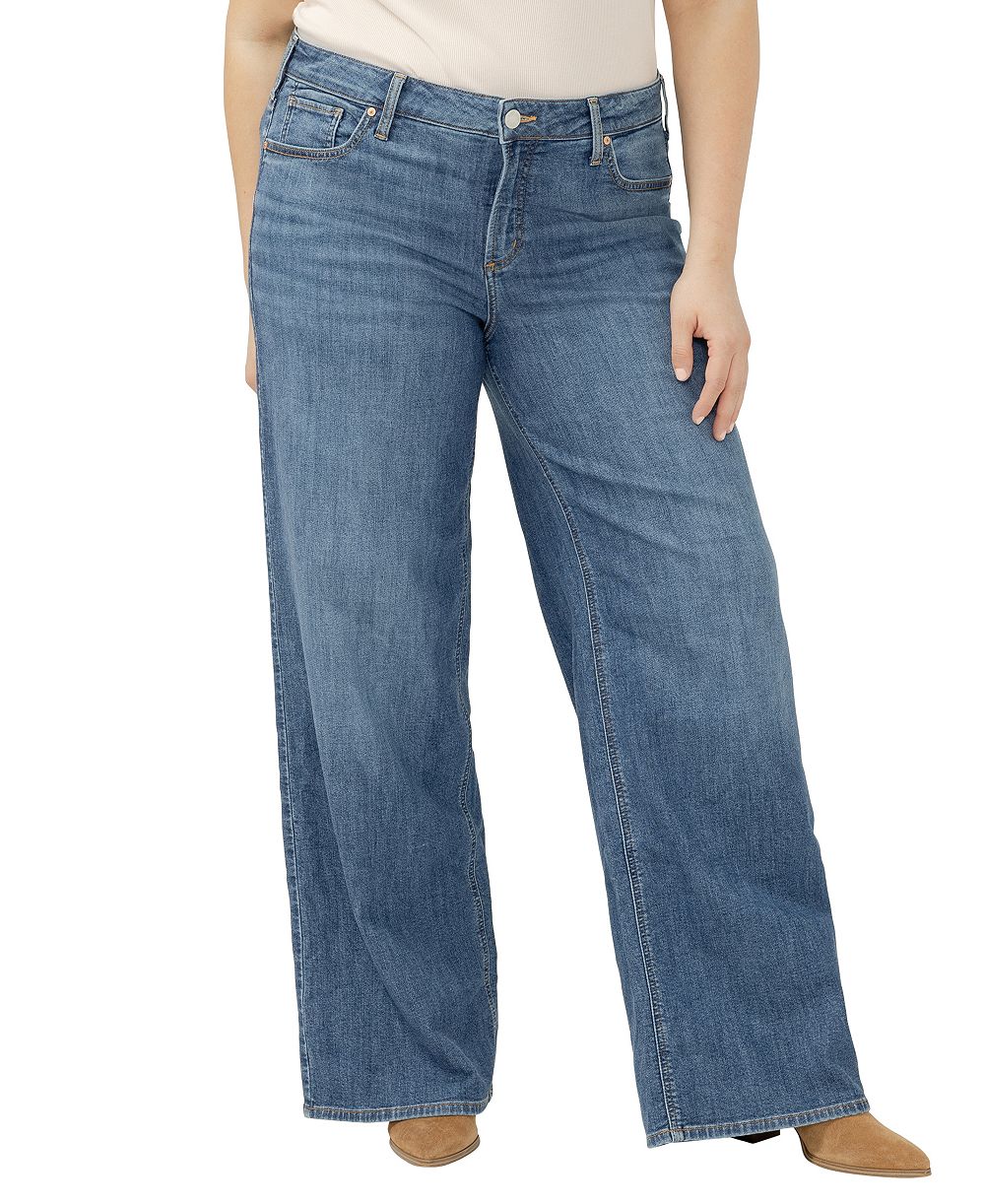 Silver Jeans Co. Plus Size Suki Mid Rise Wide-Leg Curvy Fit Jeans