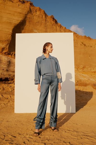 PCFG Women's Linen-Blend Shiny Pant