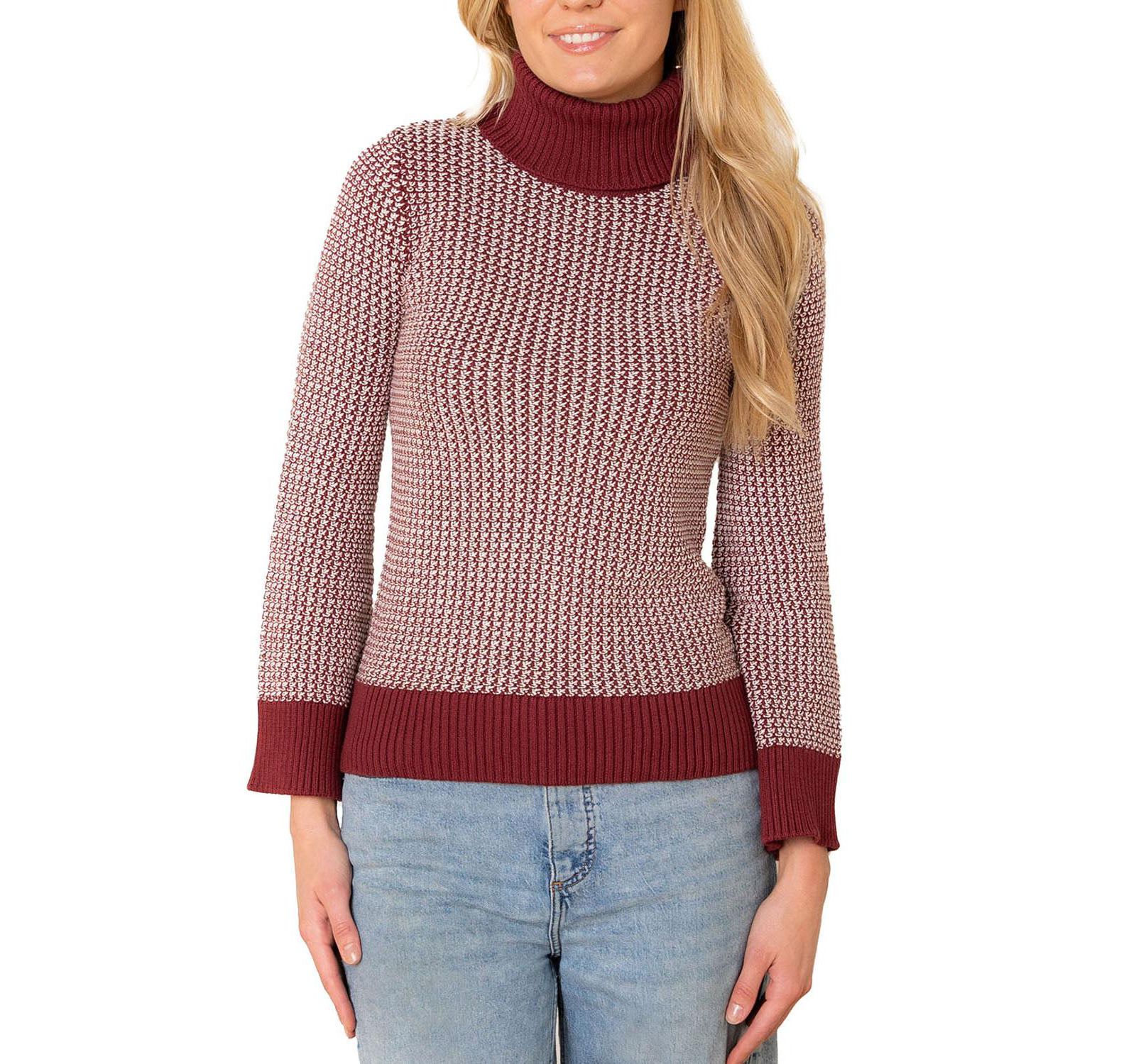 Hope & Henry Women's Hope and Henry Organic Tweed Stitch Turtleneck Sweater