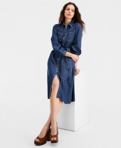 Женское платье Levi's® с воротником-стойкой и длинным рукавом