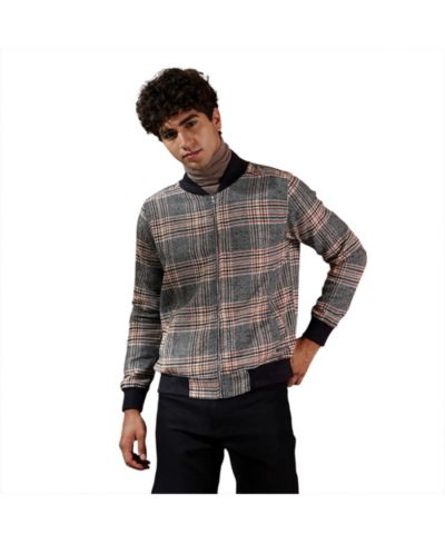 Мужская бомбер-куртка Campus Sutra Tartan-Plaid, темно-черная и шоколадно-коричневая
