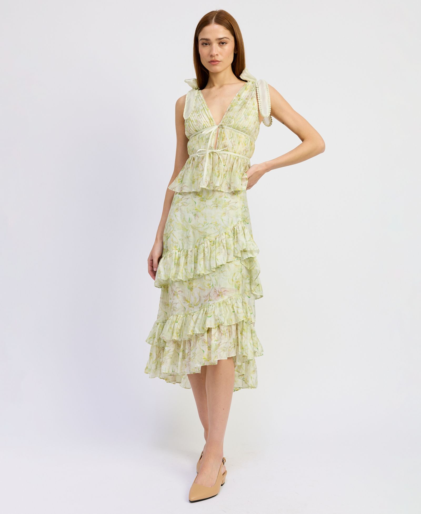 Женская миди-юбка En Saison Claire Ruffled Tiered A-Line