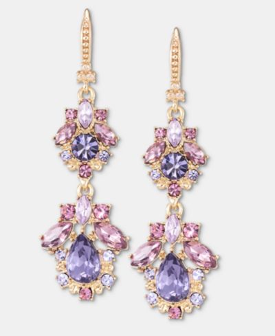 Серьги Marchesa с многокаменным кластером и двойным подвесом