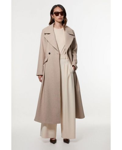 Karen Millen Women's Wool Tailored Flared Skirt Midi Coat