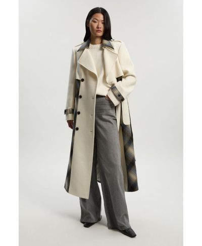 Karen Millen Женское шерстяное пальто-тренч в клетку