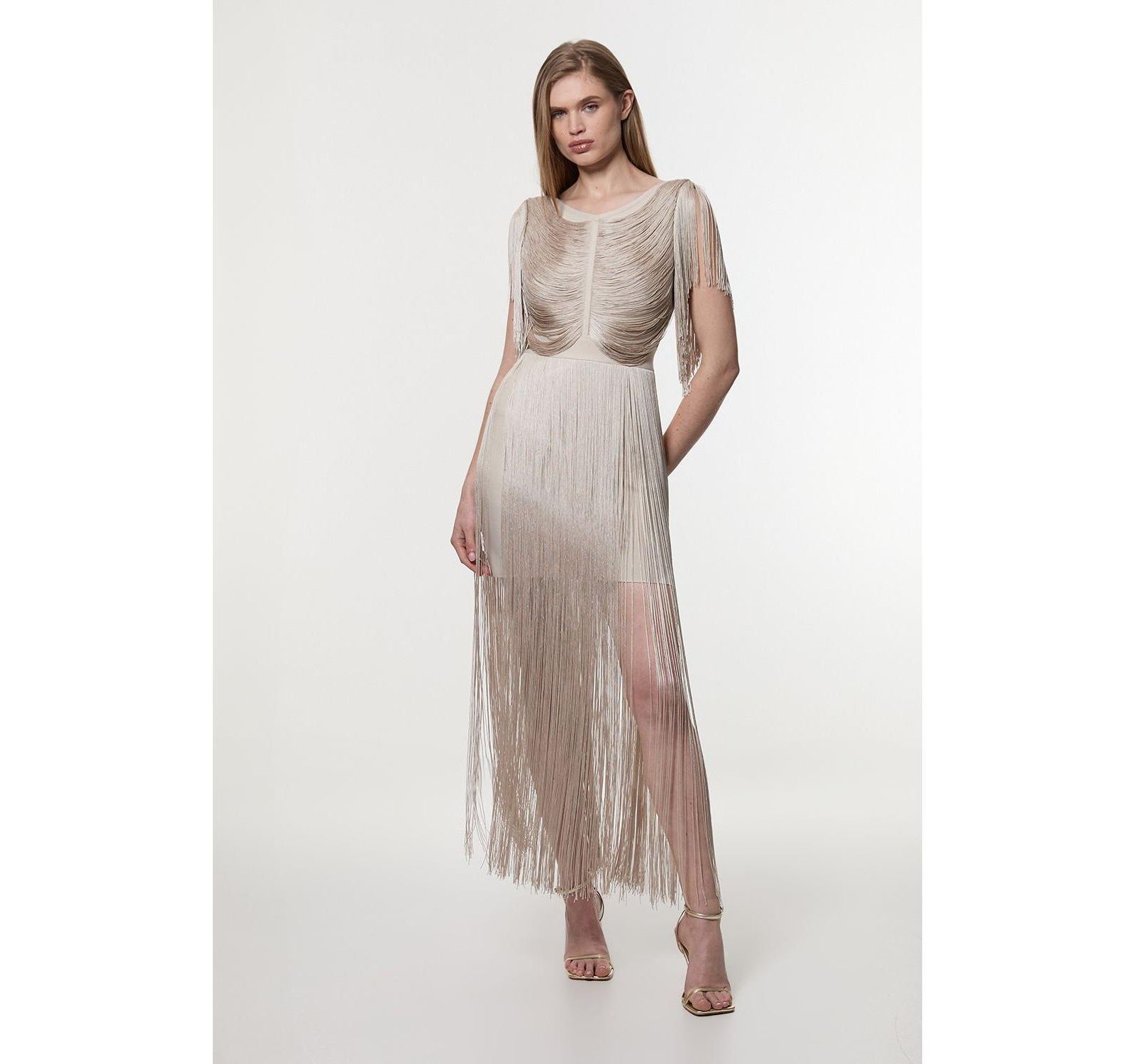 Женское мини-платье Karen Millen Women's Maxi Draped Fringe Knitted