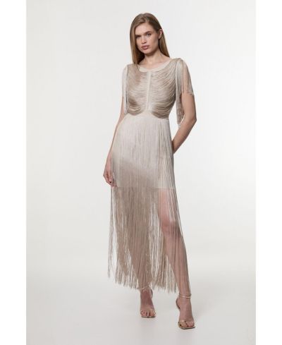 Женское мини-платье Karen Millen Women's Maxi Draped Fringe Knitted