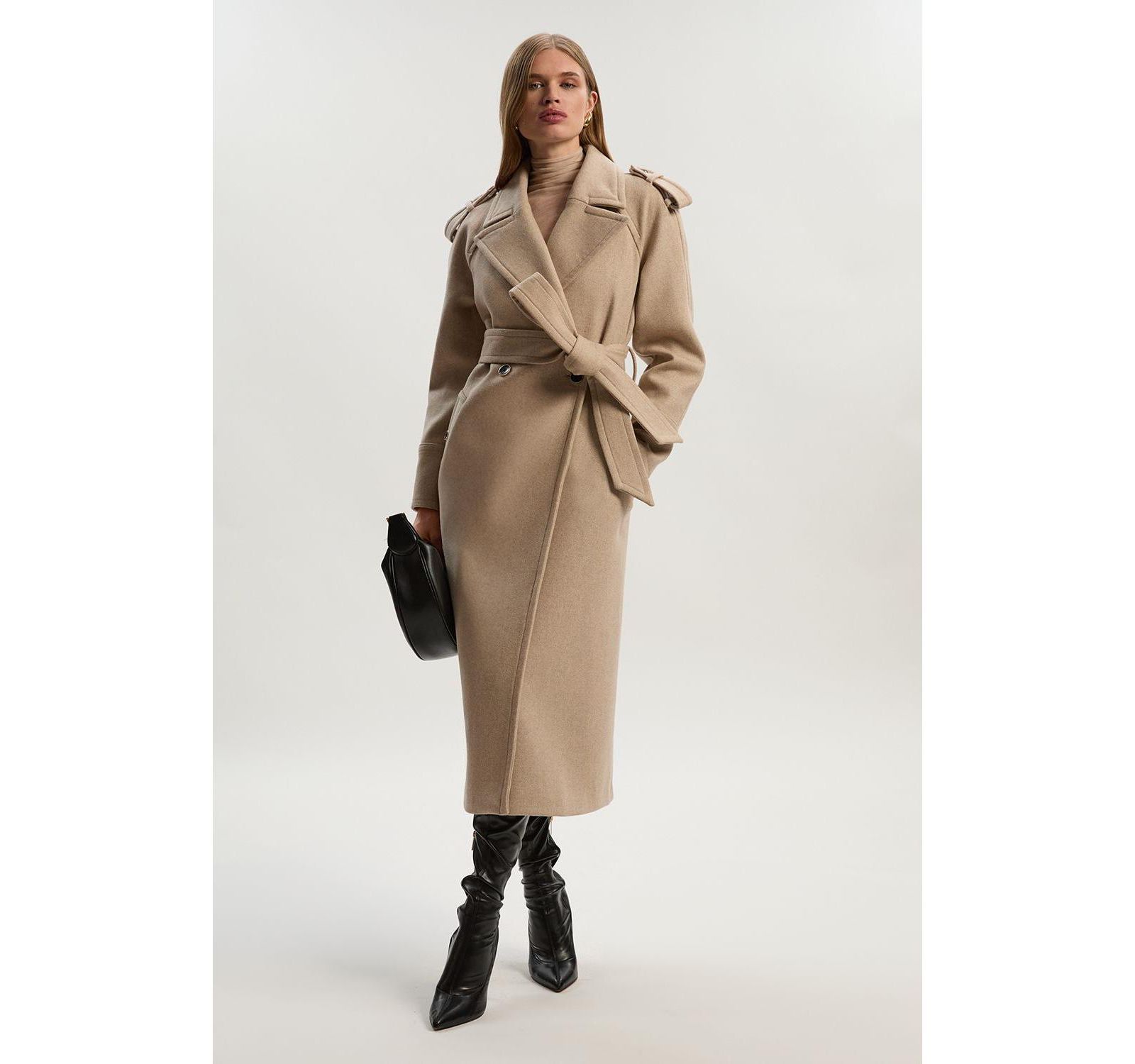 Karen Millen Women's Wool Tailored Belted Midi Coat