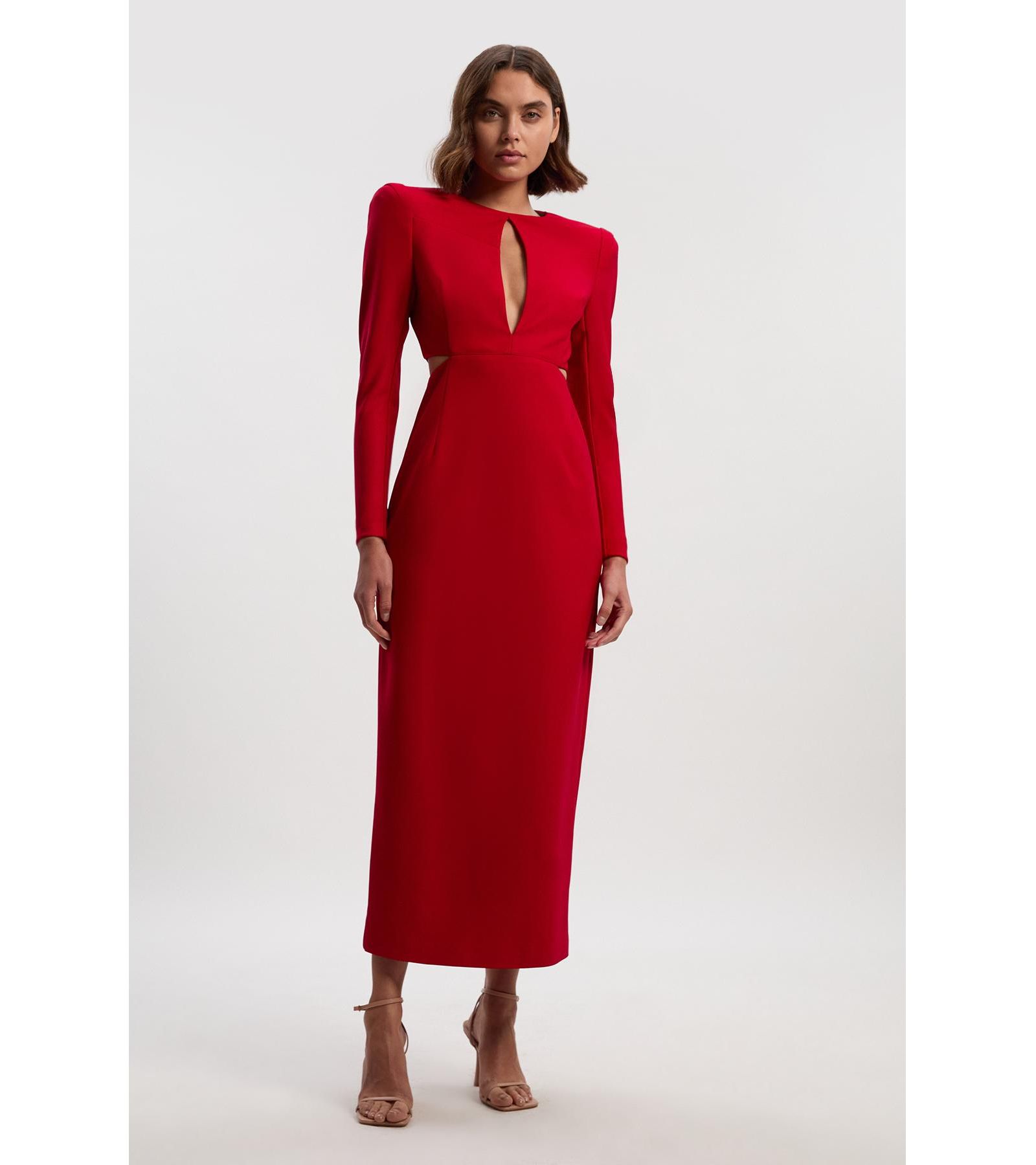 Женское длинное платье Karen Millen из крепа с глубоким вырезом