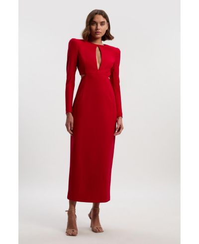 Karen Millen Women's Scuba Crepe Plunge Maxi Dress