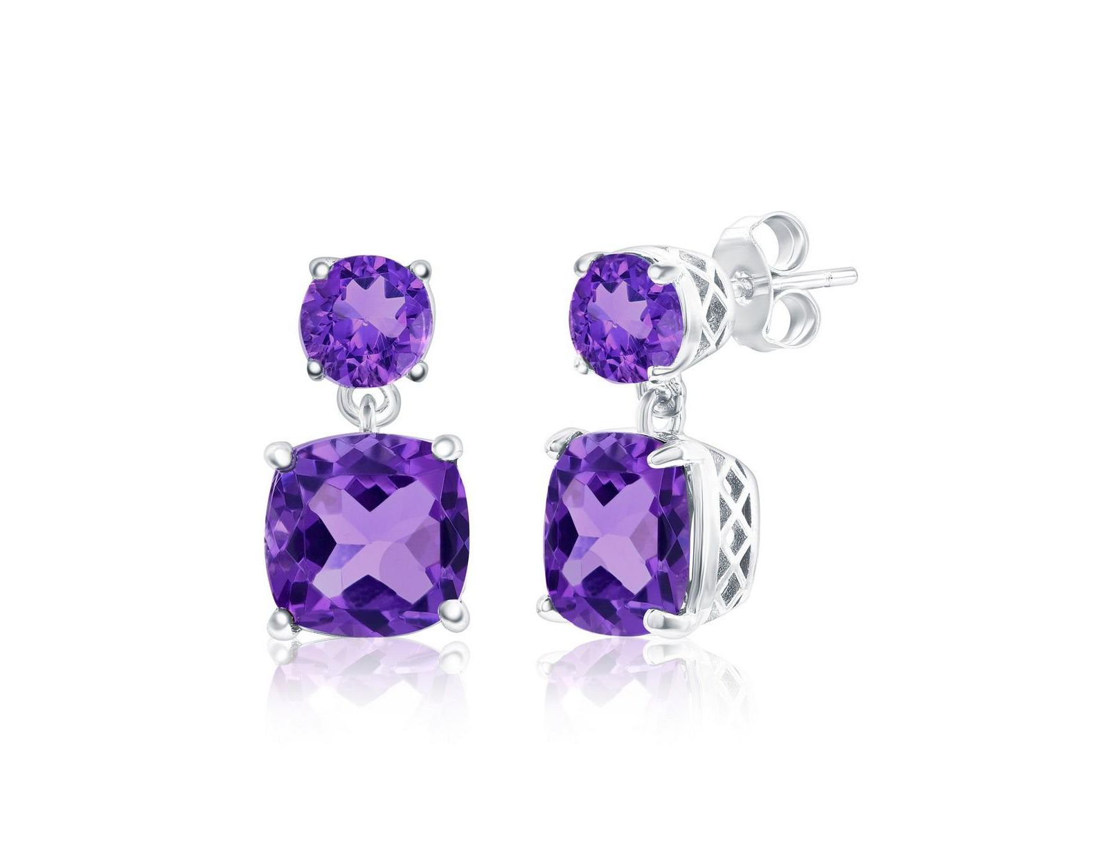 Simona Sterling , Round & Square Gem Earrings.