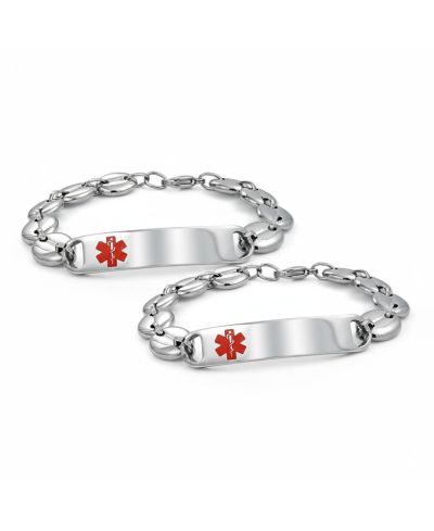 Bling Jewelry Men's Medical ID Mariner Chain Bracelet Silver Tone Stainless Steel Set-2