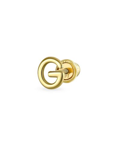 Серьга-гвоздик Bling Jewelry ABC Tiny 14K Gold Alphabet Letter Initial 1 Piece Screw-Back