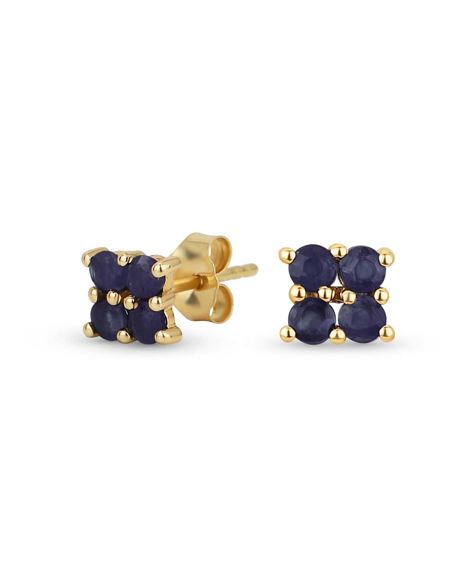 Серьги-гвоздики Bling Jewelry Geometric Square 14K Cabochon Sapphire