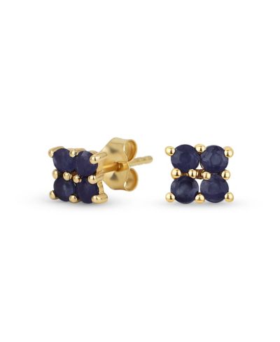 Серьги-гвоздики Bling Jewelry Geometric Square 14K Cabochon Sapphire