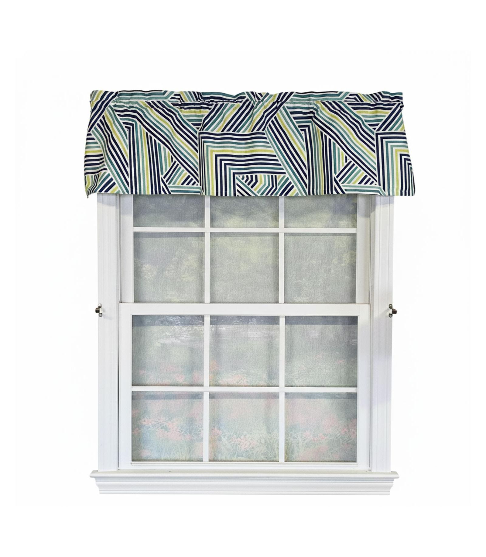 RLF Home 100% Cotton High Quality Bypass Tailored Window Valance with 1.5" Rod Pocket 50" W X 12" L Multi