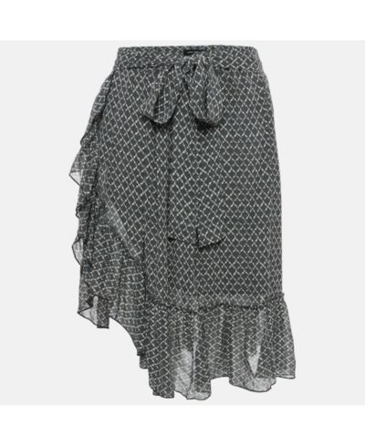 Isabel Marant Женская короткая юбка с рюшами, принт черно-белый, шелк, б/у