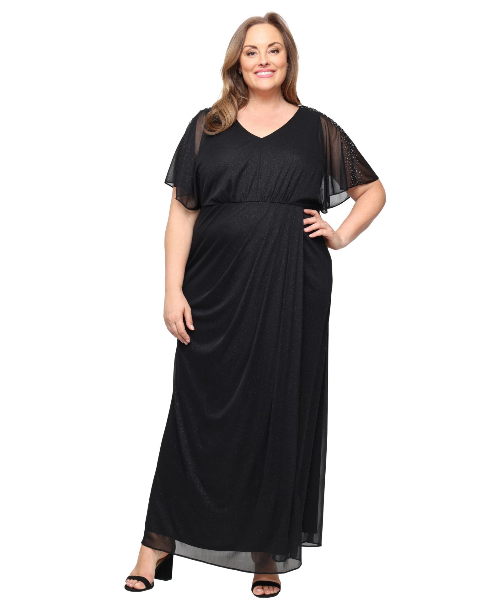 SL Fashions Plus Size V-Neck Maxi Dress