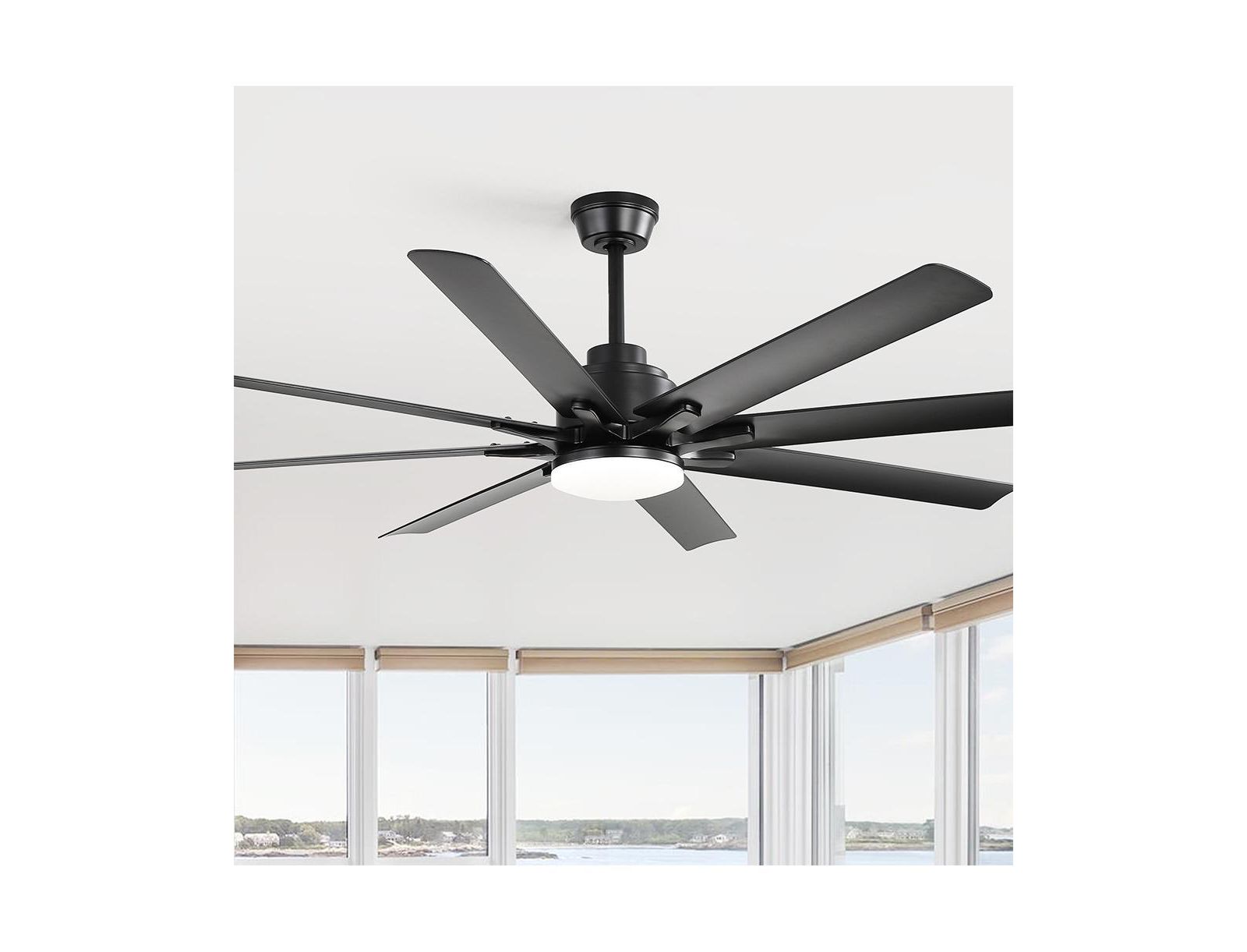 Sofucor 52-inch Modern Exquisite Black 8-Blade Ceiling Fans with Adjustable Led Lights and Intelligent Remote Control