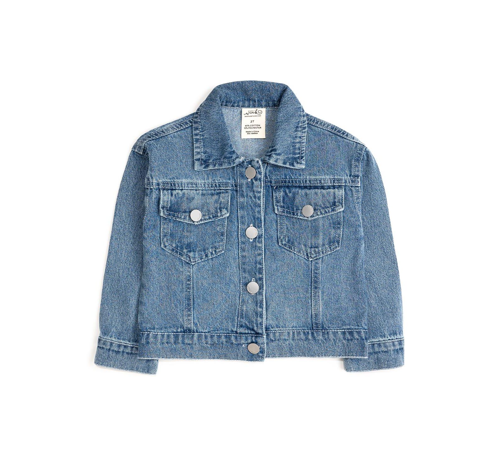 Sweet Wink Big Girls Gingham Bow Patch Denim Jacket