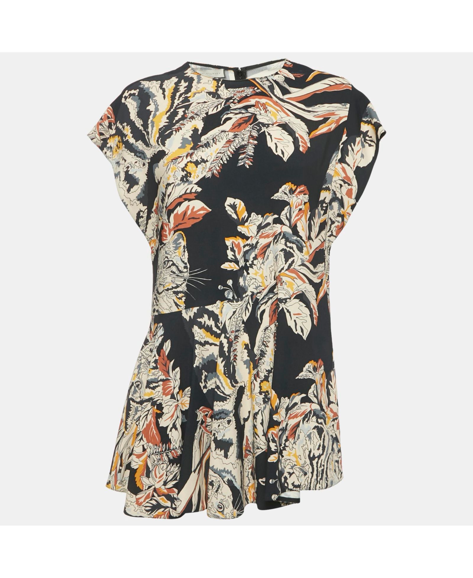 Женское мини-платье Stella Mccartney Pre-Owned Navy Blue Printed Crepe Asymmetric
